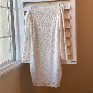 Off the shoulder white lace dress